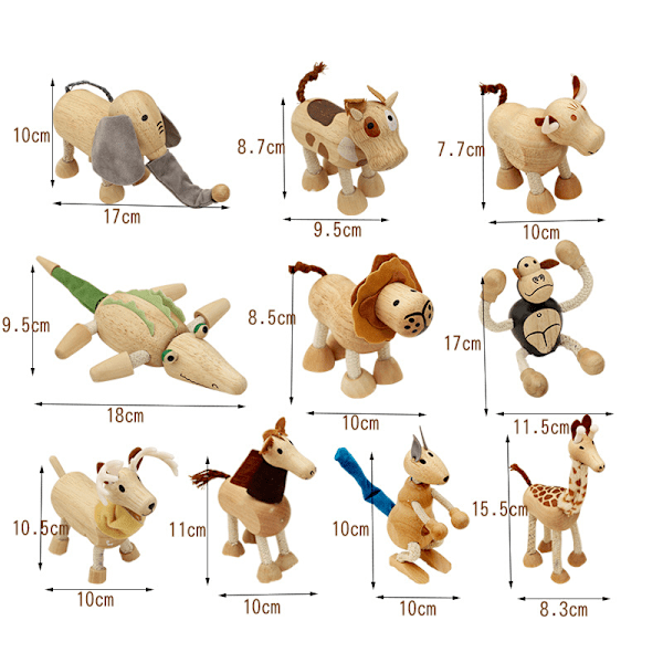 1-pack Nya och Unika Kreativa Hemhantverk Kontorsdekorationer Trämålade Små Djurdockor Barnens Miniatyrmodellleksaker