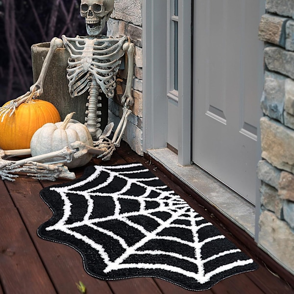 Alien Halloween Faux Cashmere -lattiamatto, hämähäkinverkko jalka-matto sisäänkäynnin ovi matto，40*60cm