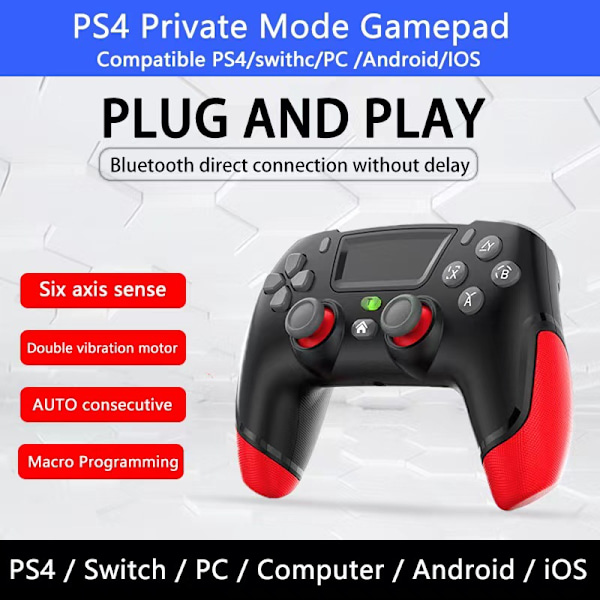 Trådløs Bluetooth-kontroller for PC, TV, IOS, Android, Switch - makro, bakknapp, burst (ikke original)