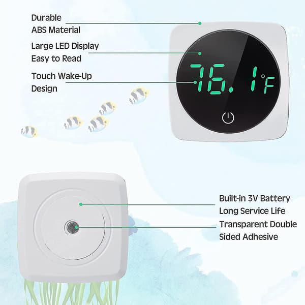 LED Akvarietermometer Fisketank Touchscreen Termometer Præcis Klæb-på Fisketank Temperatursensor