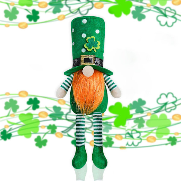 Sæson- og feriedekorationer St. Patrick's Day Gnome-dekoration, håndlavet grøn forårsbamse, irsk dværgdekorationer Hjemmegave Bordpynt