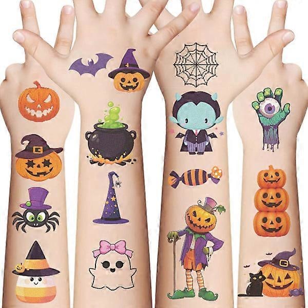 Halloween-tatueringar för barn - 10 ark med Halloween-tatueringar för pojkar och flickor, Halloween-dekorationspresenter Halloween-serie (10 stycken/förpackning)