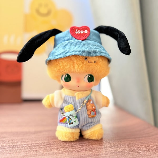 Blå Kärlek Hatt + Blå Vattenkokare Klätterdräkt Set, Pop Mart Plysch Hänge DIMOO Vinyl Dockkläder [Endast Dockkläder]