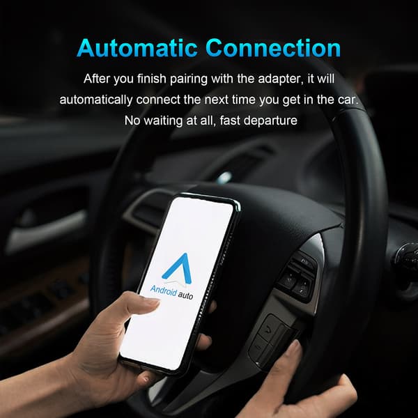 Android Auto langaton adapteri, Android Auto adapteri, Android-puhelin muuntaa langallisen Android Auton langattomaksi