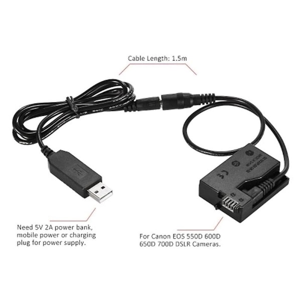 -e8-tyhjennysakku DC- power USB sovittimen kaapelin vaihto Lp-e8:lle 550d 600d 650d 700