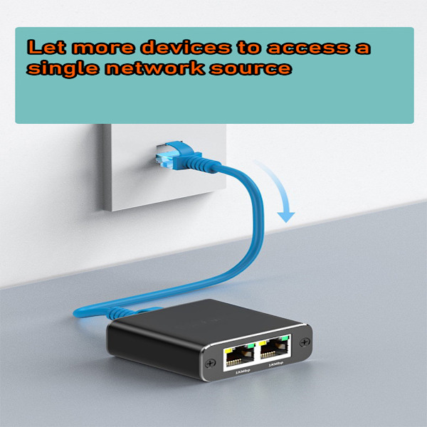Gigabit-nettverk med 1/2 Ethernet-porter, RJ45 Ethernet-kabel, bredbåndsnettverksruting, 1/2 splitter-adapter