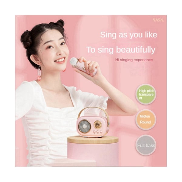 Mini Trådlös Bluetooth Audio Hem Sjungande Karaoke Integrerad Mikrofon Högtalare Stereo Hem KTV Se