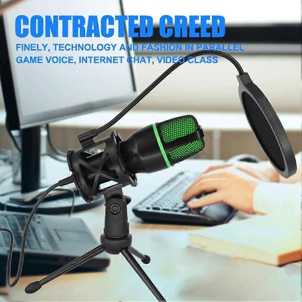 Profesjonell USB Kondensatormikrofon Live Streaming Mikrofon for PC Laptop Videospill Podcaster