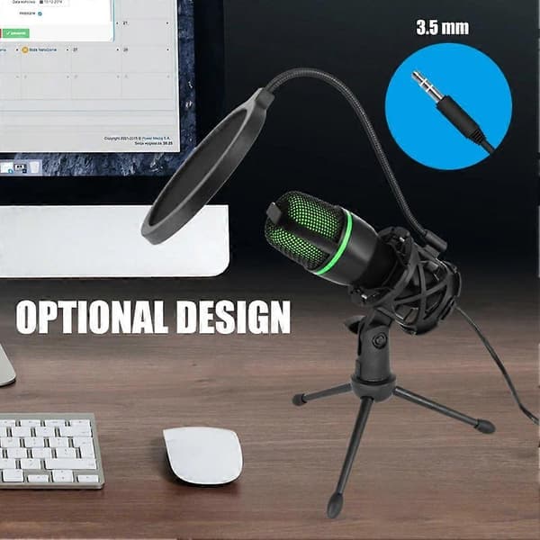 Profesjonell USB Kondensatormikrofon Live Streaming Mikrofon for PC Laptop Videospill Podcaster