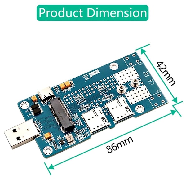 NGFF(M.2) till USB 3.0 Adapter med Dubbla NANO SIM-kort Stöd för 3G/4G/5G/LTE Modul Lämplig för Skrivbord