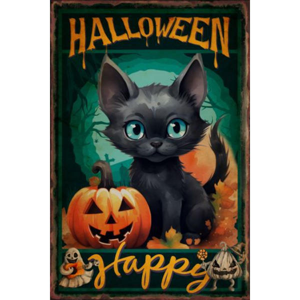 Halloween-aiheiset seinäkoristeet, vanhan raudan tunnelmaa henkivä koristemaalaus retro Halloween-rauta