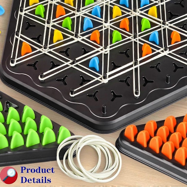 Kedje-triangel schackspel, Triggle gummibands-spel, 2-4 spelare för familjefester