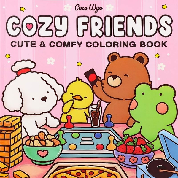 Cozy Friends: Värityskirja aikuisille ja teineille, jossa on supersöpöjä eläinhahmoja ja helposti ymmärrettäviä kuvioita