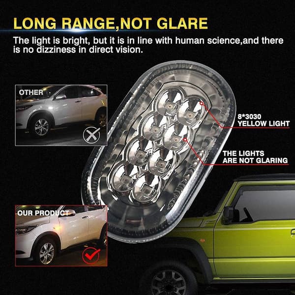 LED Sidelys for Jimny JB74 JB64 2018- Blinklysindikator Erstatning, Røkt