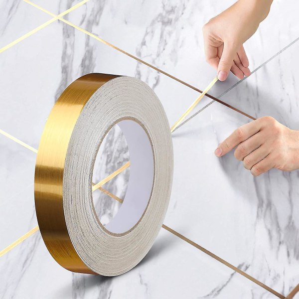 1 st (2cm*50m, guld) kakel självhäftande dekorativa självhäftande tejp, vattentät foglinjetejp, för golv, väggar, tak