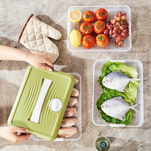 1-pack dumplinglåda med lock, stor matkvalitets wontonlåda, transparent tjock dumplinglåda, flerskikts