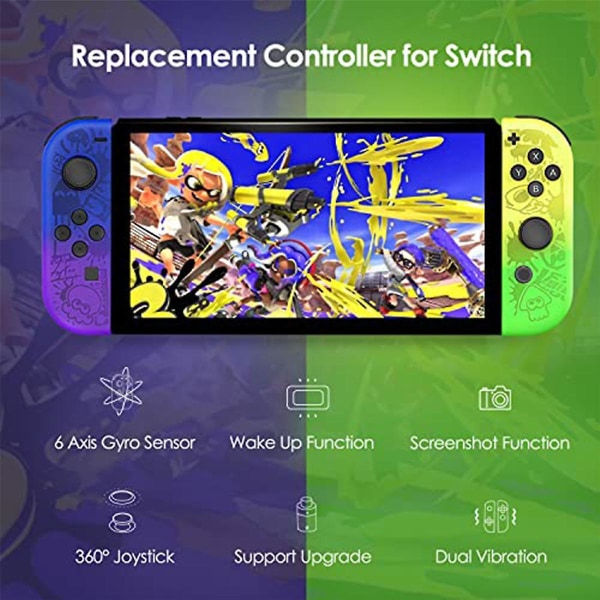 Håndtag spilcontroller til Nintendo Switch, trådløs controller med dobbelt vibration, wake-up/screenshot/moti