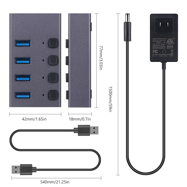 USB 4-portin nopea jakaja USB 3.0 moniportti-jatke tietokoneelle, yksi neljään hubiin latauksella