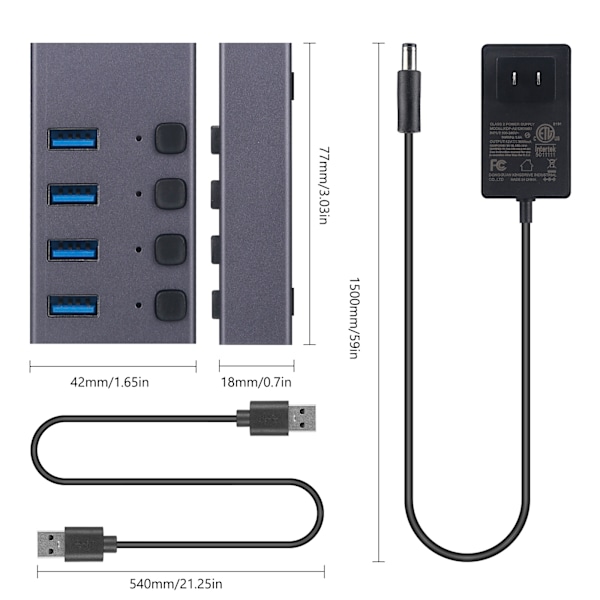 USB 4-ports snabb delare USB 3.0 multiport förlängare dator en till fyra hubb med laddning
