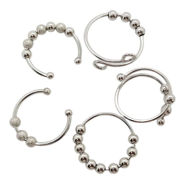 Öppen Stängd Design Ring Spinner Ringar Worry Beads Meditationsring För Kvinnor Män svart S