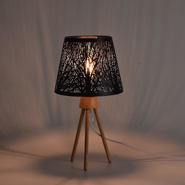 Liten Lampskärm Klämma på Glödlampa, Cylinderformad Metallskärm med Trädmönster för Bordsljusstake Vägglampa