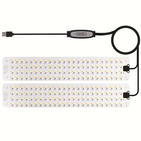 Fullspektrum sollika LED-växtljuspaneler, 5V USB-driven, 1-4 paneler justerbara, automatisk timer och dimbar ultratunn under växt för grönsaker och blommor 2pc