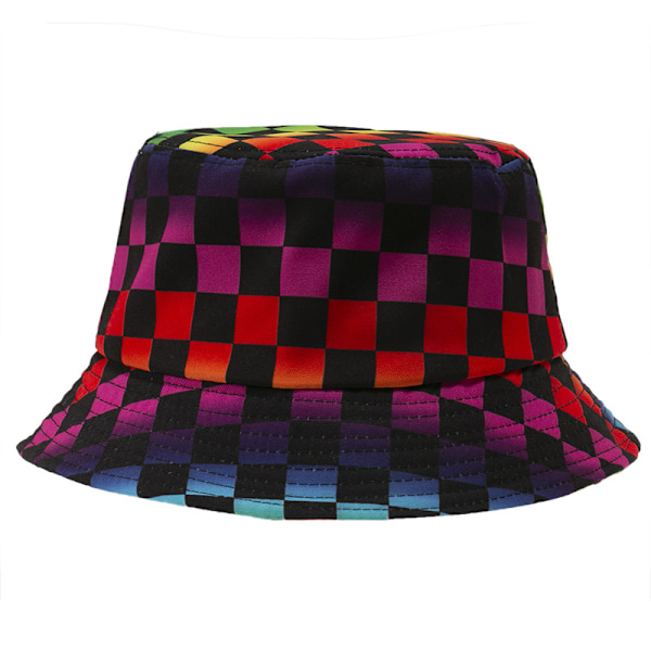 Japansk Hyuna-stil färgglad rutig hinkhatt koreansk version av liten fräsch litterär retro solhatt casual tra