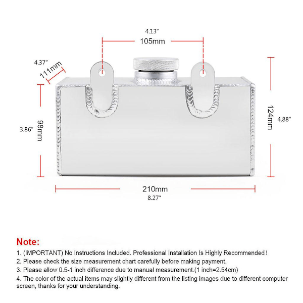 Aluminiumlegering Vattenkylvätska Överströmnings Expansionsbehållare Spegelpolerad Vindrutespolarbehållare Intercooler Spray För Tank 2 L