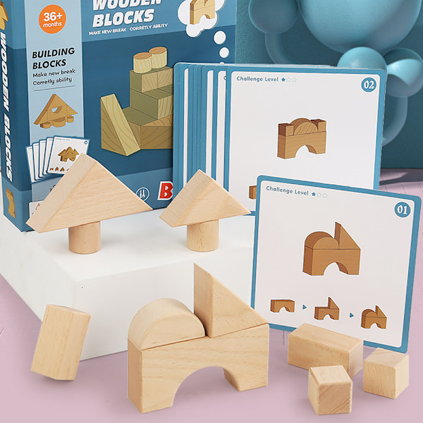 1-pack Konstruktion 3D Byggklossar Bordsspel Kindergarten Montessori Undervisningshjälpmedel Barnutbildning