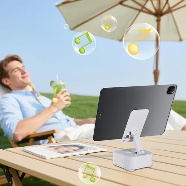 3-i-1 Bluetooth-højttaler med telefonholder, farverig lys desktop-lydafspiller