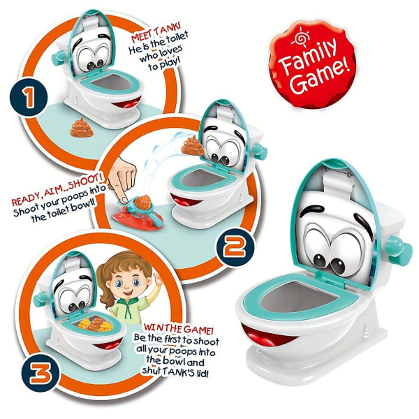 Poop Shoot Creative Family Interactive Game Inkluderer et toilet, to løfteraketter og 12 bløde legetøjs poops, Funny Gi