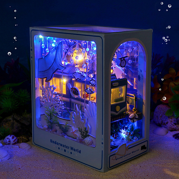 DIY Undersea Guide - Käsityönä koottava 3D-kirjatuki Merimaisemamalli Luova lelukoriste Palapelilahja, Luova palapeli