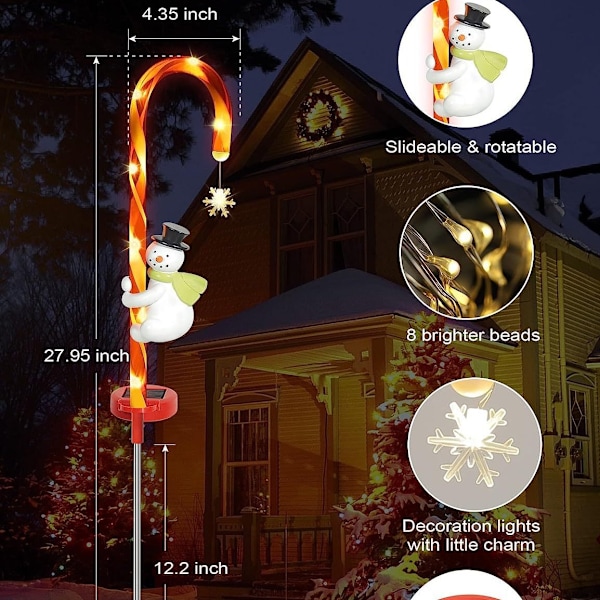 Solcellsdrivna LED-utomhuslampor Jultomte Godisstavslampor Dekorativa lampor Trädgård Innergård Gräsmatta lampor