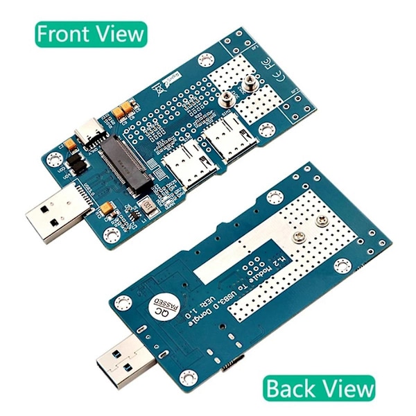 NGFF(M.2) till USB 3.0 Adapter med Dubbla NANO SIM-kort Stöd för 3G/4G/5G/LTE Modul Lämplig för Skrivbord