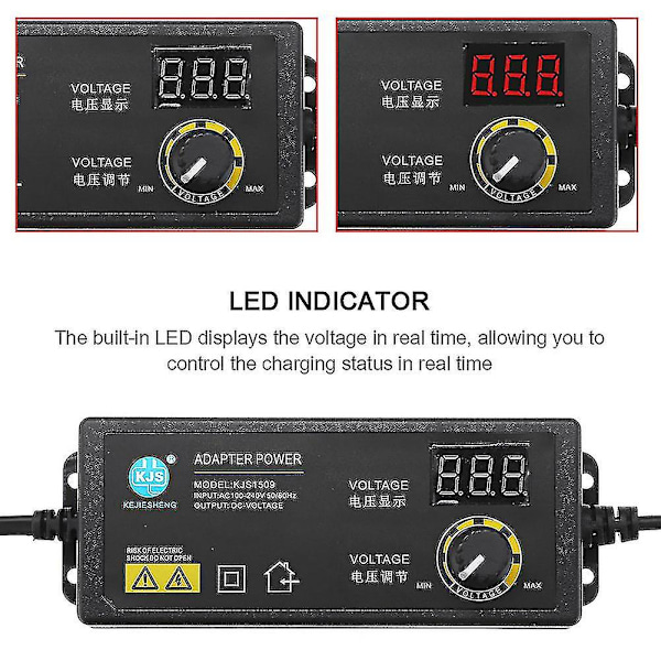 3-36V 60W Strømadapter Justerbar Spændingsadapter LED-display Skiftende Strømforsyning EU-stik til LED-lysstrimmelmotor