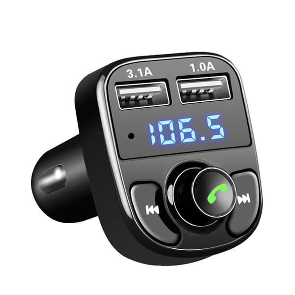 X8 Bluetooth Bil FM-sender, Dobbel USB Billader, Håndfri MP3-spiller Støtter TF-kort