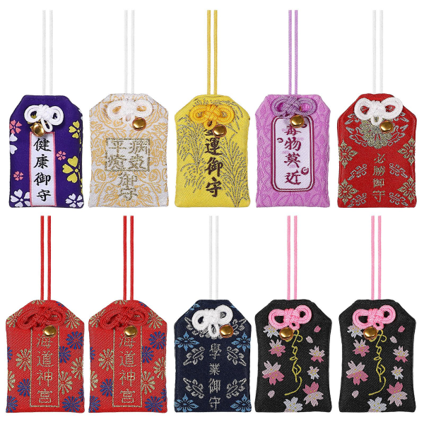 10 st Berlockhållare Japansk amuletthänge Omamori Charm Fortune Omamori Blessing Bag