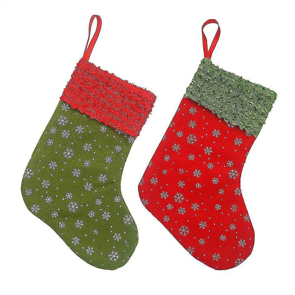 Mini Christmas Stoings ,snöflinga printed jul så, för julgran, E, trädgårdsdekoration Grey L