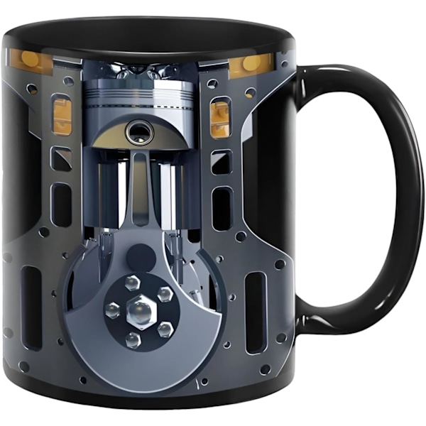 Mekanisk Motor Kop - 3D Printet Sjov Kaffekop, Keramisk Kaffekop | Professionel Cappuccino Mælk Drikkekop, Printet Keramisk Drikkekop