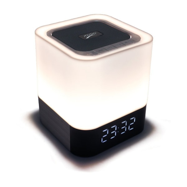Ny trådløs Bluetooth-højttalerlampe LED natlampe sengealarmur timer lydlys