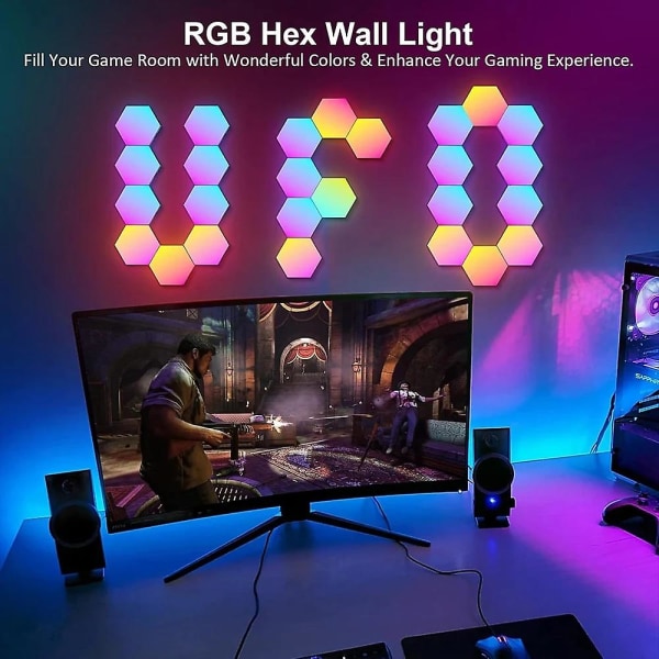 Rgb Led Hexagon Light Bluetooth Indendørs Væglampe App Fjernbetjening Natlys Computer Game Room Dekoration