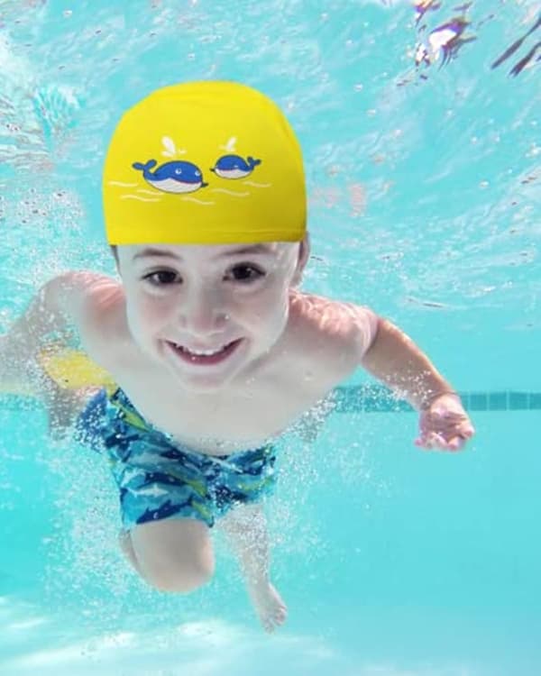 Badehette for barn - 3-10 år gamle kvinner gutter jenter stoff PU materiale hatt