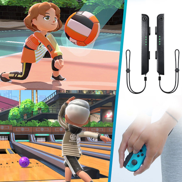 Switch Sports 12-i-1 bevegelsessensorspillsett NS OLED lyssabel håndleddsstropp benstropp tennisracket
