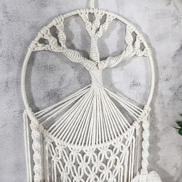Livets Træ Drømmefanger, Macrame Vægophæng til Soveværelse og Café