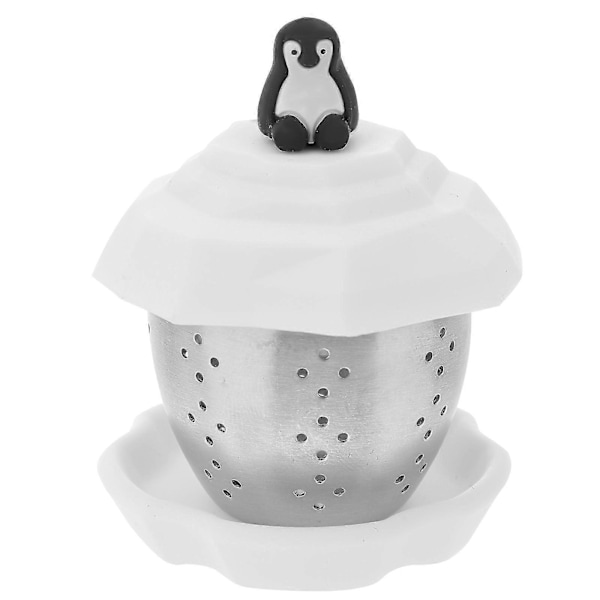 Ruostumattomasta teräksestä valmistettu teesiivilä Penguin teesiivilä Teesuodatin Teevuoto Teetaidetyökalu kotiin (valkoinen)