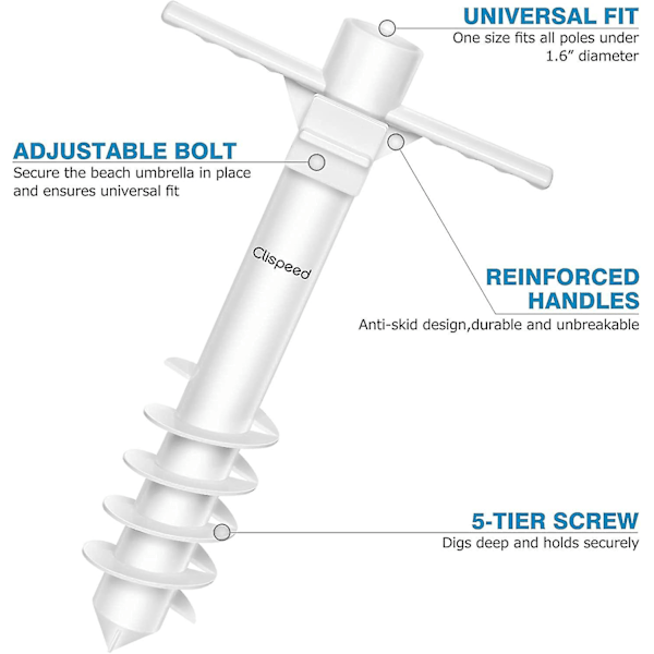 Sandanker for parasoll på terrassen, kraftig parasollfot for stranden med 5-trinns skruer, én størrelse passer alle utendørs parasollstativholder for sterk vind-mxbc