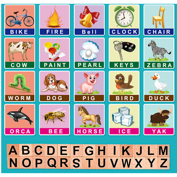 1 sarja lasten taaperoiden kognitiivista kehitystä parantava aakkospeli englanninkielinen Scrabble-sanapulmapeli, opettavainen