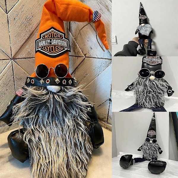 Cool Harley Motorcykel Nisse Plyslegetøj, 50 cm Julemandsdukke Børnegave Boligindretning Accent T