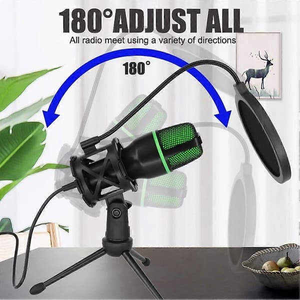 Profesjonell USB Kondensatormikrofon Live Streaming Mikrofon for PC Laptop Videospill Podcaster