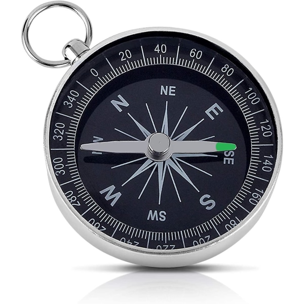 Campingkompass, Utendørssportskompass, Sølv bærbart lommekompass for utendørscamping Fottursportsnavigering